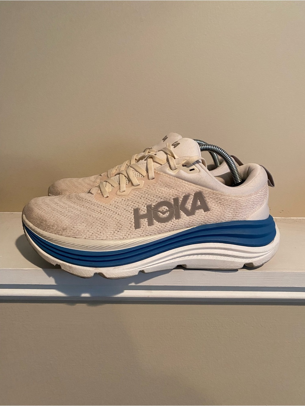 Hoka One One Gaviota 5 Running Shoes Men's Size 9.5 Blue Cream Sneakers 1127929